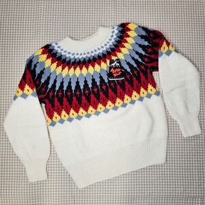 Vintage Lillunn Bold Fair Isle Norse Hand Knit Wool Pullover Long Sleeve Sweater